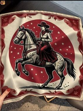 🤠 Western Cowgirl Horse Satin Scarf | Large Square Wild Rag Bandana 27.5”